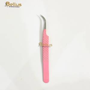 Bellus International High Quality Black Stainless Steel Eyelash Tweezers Curved Smooth Fiber Tip Strong Grip Professional <b>Lash</b> - Product Image 2