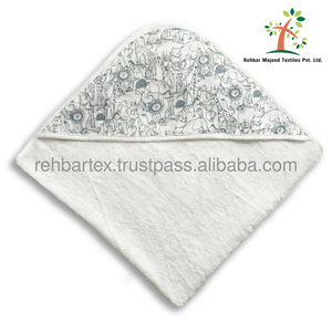 Serviette de bain à capuche unisexe 100% coton pour enfants, douce, extra-absorbante, serviette de bain pour bébé, capuche imprimée, multicolore, hypoallergénique - Product Image 3