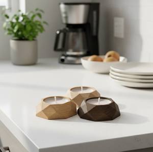 Porte-bougie géométrique en bois – Utilisation domestique et décorative, idéal pour les fêtes de Noël, les collections de décorations d'hiver - Product Image 2