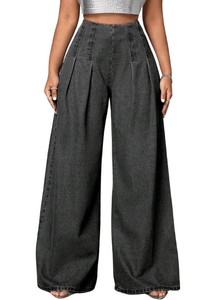 Jeans de mezclilla de mujer al por mayor de alta calidad, de cintura media, pierna recta, ajuste holgado, estilo japonés, desgastados, con cremallera trasera y color liso. - Product Image 3