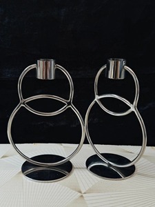 Simple Silver Candle Holder Ideal For Living Room Bedroom Side <b>Table</b> And Dining <b>Table</b> Centerpiece Candle Stand From India - Product Image 6