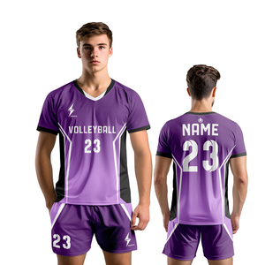 Conjunto de Camiseta de Voleibol Unisex Sublimada con Cuello en V, Manga Larga, Absorbente de Humedad, Reversible, Poliéster/Algodón, Cintura Elástica, Deportiva - Product Image 3