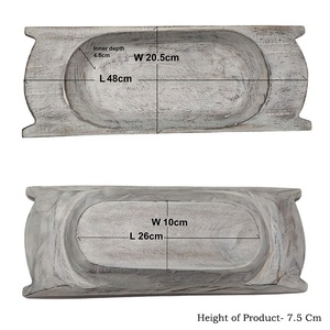 Euro 100% Natural Handcrafted <b>Large</b> <b>Candle</b> Container Mango Wood Grey Antique Rectangular Trencher High Modern Party Customized - Product Image 3