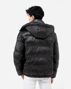 Men's <b>Black</b> Hooded Puffer Jacket Zipper Closure Quilted Windproof <b>Winter</b> <b>Coat</b> Casual Style Slim Fit - Product Image 5