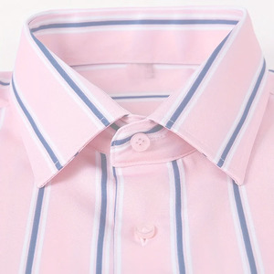 Camisa informal a rayas rosas para hombre, camisa de manga larga con botones y cuello vuelto, ropa de trabajo de oficina, camisa de moda para hombre - Product Image 4