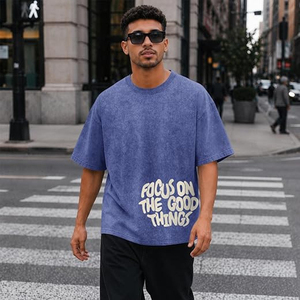 T-shirts graphiques pour hommes, chemises vintage délavées à l'acide, streetwear inspirant et positif, t-shirts oversize à manches courtes - Product Image 4