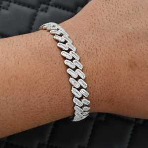 Bracelet cubain en moissanite VVS, argent massif 925 plaqué or, taille brillant rond, 12 mm 6 mm, tendance pour femme - Product Image 2