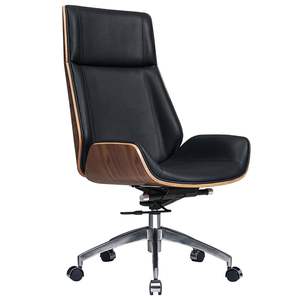 Sedia da ufficio ergonomica con schienale alto in vera pelle, sedile girevole senza braccioli, resistente e confortevole - Product Image 5