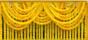 Guirlande de perles décorative en fleurs de souci jaunes, rideau perlé pour fêtes, mariages, Diwali, Nouvel An, banquets Panchayat et décoration intérieure - Product Image 2