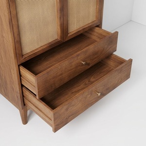 Armario de Madera de Teca Sólida Personalizado, Armario de Dormitorio, Almacenamiento, Estilo Moderno de Mediados de Siglo, Puertas Shaker, Fabricante de Jepara, Indonesia - Product Image 4