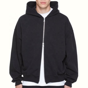 Sudadera con Capucha Extra Grande para Hombre, de Poliéster/Algodón, con Logotipo Personalizado, Hombros Caídos, Doble Cierre, Tejido de Punto Grueso, Ecológica - Product Image 4