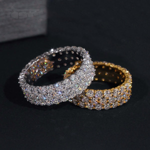 Iced Out Round Cut Moissanite Diamond <b>Statement</b> <b>Ring</b> 925 Sterling <b>Silver</b> Pave Set Anniversary Band Hip Hop Style Gifts for Men's - Product Image 3