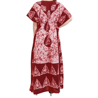Gaun Maxi Kaftan Katun Premium Ukuran Bebas Wanita Panjang 54 Inci Pakaian Tidur Bernapas Tali Serut Pewarna Batik Cepat Kering Musim Panas
