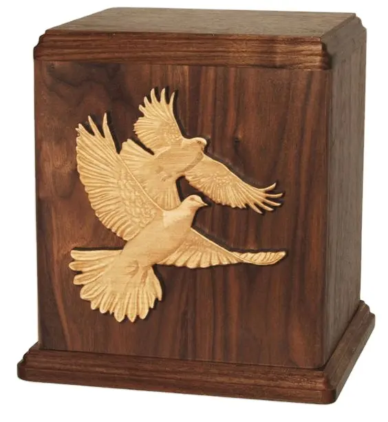 Ultima scatola di urna bohémien in piedi da tavolo uccelli volanti Design in legno massello per animali domestici e adulti urna commemorativa forniture funebri