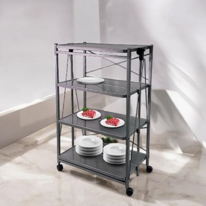 Factory Price Four Layers Iron <b>Board</b> Foldable Kitchen Rack with <b>Wheels</b> - Product Image 6
