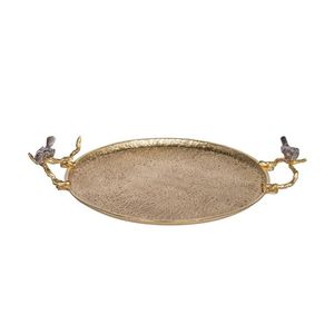 Silver Butterfly Ginkgo Leaf Oval Serving Tray Michael Aram Style Gold Branch Handles Nickel Plated Decor Bulk Wholesale - Product Image 6