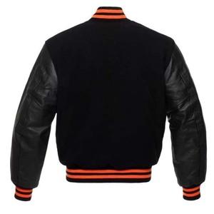 Classic varsity <b>jacket</b> unisex letterman fit, thick wool blend, genuine <b>leather</b> sleeves, retro sports look for <b>men</b> & women - Product Image 2