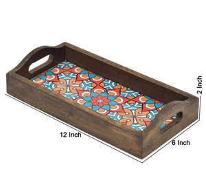 ถาดไม้รูปทรงสี่เหลี่ยมผืนผ้าถาดเสิร์ฟอาหารสไตล์แฟนซีทำด้วยมือคุณภาพดีเยี่ยมสำหรับตกแต่งบ้านโดย fwe - Product Image 4