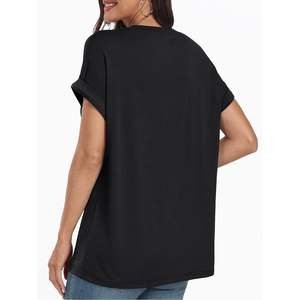 2025, camisetas lisas 2025 para mujer, camisetas de verano de manga corta básicas informales con cuello de pico de gran tamaño, camisetas holgadas transpirables disponibles XS XXS - Product Image 5