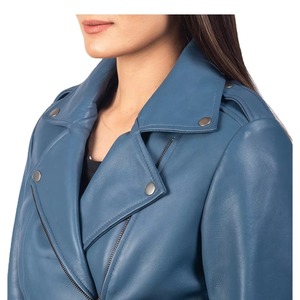Sheepskin Design Genuine Leather Windproof Breathable Heated Embroidered Women Leather Jacket Customize Embroidery - Product Image 4