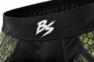 Leggings de compression noirs avec imprimé écailles vertes, taille haute, longueur intégrale, extensibles dans les quatre sens, en Spandex et Polyester, pour le yoga - Product Image 5