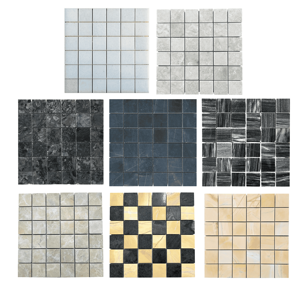Carreaux de mosaïque carrés modernes pour murs intérieurs, résistants à l'eau, pour salle de bain, beige, noir, jaune, gris, pierre polie, 300x300mm - Product Image 1
