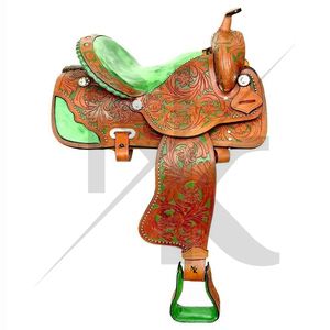 Selle de cheval Western de haute qualité en cuir véritable, équipement d'équitation confortable, selle en cuir de vachette travaillée à la main - Product Image 4
