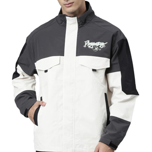 Veste de travail coupe-vent Phantom X pour homme, style color block, col montant, fermeture éclair frontale, poches brodées, coupe régulière, style automne - Product Image 1