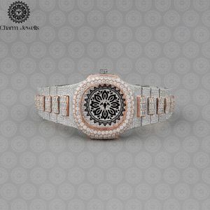 Montre de luxe Charm_Jewells en acier inoxydable, cadran en verre 40 mm, bracelet 20 cm, mouvement mécanique, étanche 10 bars, date automatique, fonction push - Product Image 1
