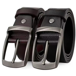 Ceintures en cuir pleine fleur de qualité supérieure pour hommes, ceintures décontractées classiques pour le travail et les occasions formelles avec boucle à ardillon en alliage - Product Image 4