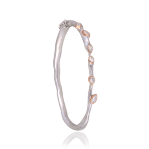 Handcrafted Sterling Silver Rhodium Plated Bangles with Elegant Two Tone Jewelry Design | Perfect Gift for Women - Product Image 3