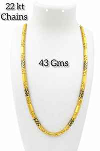 Collar de Cadena Italiana de Oro Sólido de 22K de Lujo para Hombre, Clásico para Bodas y Fiestas, con Eslabones Cilíndricos Texturizados de Alto Brillo, 43 Gramos - Product Image 2