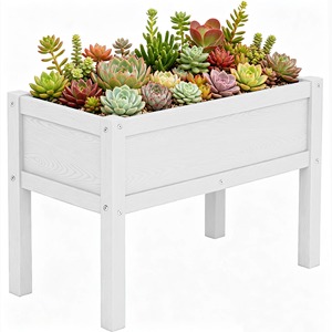 Jardinière surélevée en bois blanc pour fleurs et plantes vertes, style rustique - Product Image 4