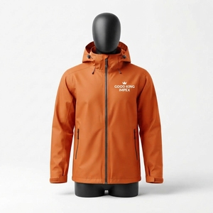 Veste de pluie d'hiver pour homme, imperméable, coupe-vent, respirante, à capuche, avec logo sur le devant, veste de pluie tendance - Product Image 1