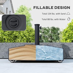 Base per Ombrellone da Esterno Nera con Ruote, Riempibile con Acqua, per Pali da 1.38/1.5/1.89 Pollici, Capacità di Carico 88-134 Libbre - Product Image 5