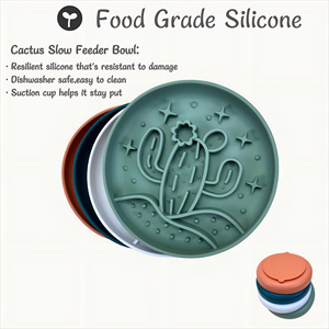 Cactus Silicone Slow Feeder Dog Lick Mat Round Pet Eating Training <b>Bowl</b> Pad Cute Style - Product Image 5