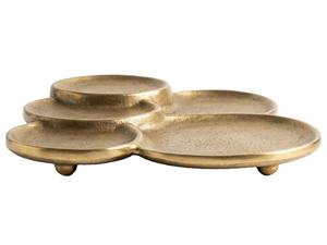Plateau de rangement en galets de travertin faits à la main, pieds brossés, nickel fumé vieilli, sculptural, moderne, plateau de vanité pour mariage - Product Image 2