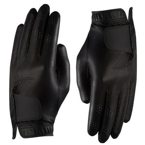Gants de golf en cuir véritable pour adultes, couleur noire, main gauche ou droite, doux, respirants, avec bracelet élastique. - Product Image 1