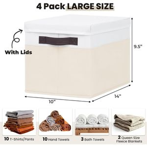 4 Pack 23 QT Large Decorative Storage Baskets Nursery Closet Organizer Bins Lids Living Room Bedroom Shelf <b>Clothes</b> <b>Boxes</b> - Product Image 2