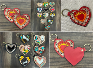 Llavero de Cuero Genuino con Corazón Flameante Estilo Western, Hecho a Mano, Elegante, Accesorio de Regalo Boutique - Product Image 3