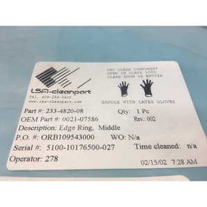 AMAT 0021-07586 แหวนขอบวงจร, ชิ้นส่วนตรงกลาง, 233-4820-08 - อุปกรณ์และอะไหล่เซมิคอนดักเตอร์ระดับโลกที่เชื่อถือได้ - Product Image 1