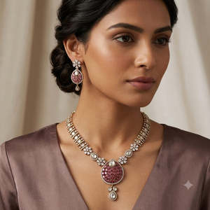 Juego de Collar de Diamantes Americanos Chapado en Oro de 24K para Novia - Product Image 1