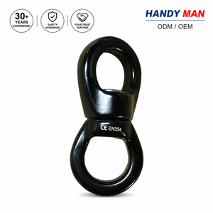 Connecteur en alliage d'aluminium noir anodisé à double roulement à billes CE EN354 pour l'escalade, résistance à la rupture de 30 kN, emballé en carton - Product Image 1