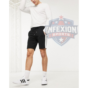 Shorts Bermuda en Coton Noir pour Homme, Taille Mi-Haute, Fermeture Élastique, Style Décontracté, Couleur Unie, Tissu Respirant - Product Image 3