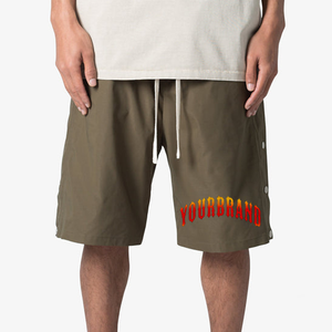 Pantalones Cortos Bermuda para Hombre, Color Verde Oliva, 100% Algodón, Cintura Elástica, Estilo Casual, Color Sólido, Tejido Transpirable, Antiarrugas, de Secado Rápido - Product Image 1