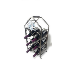 Antique Metal Wine Rack With Handle 3 Bottle Capacity Home Dining Room Decor Furniture Handmade Wine Racks - Product Image 3