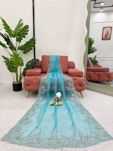 Sari de soirée élégant en soie organza lourde avec broderie de sequins pour femmes toutes saisons, marque TENNECY - Product Image 4