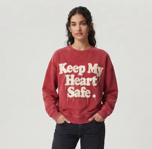 Women's Oversized Crew Neck Sweatshirt With Applique Embroidery Sweatshirts Ladies <b>Drop</b> Shoulder 500 GSM Fleece Sweat Shirts - Product Image 4