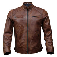 Blouson Bomber en Cuir de Vachette Marron Écologique pour Homme, Col Montant, Fermeture Éclair, Coupe Slim, Manches Classiques, Style Hiver