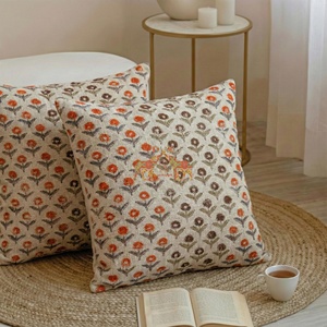 Funda de Cojín Estampada Floral de Algodón Hecha a Mano, para Sofá, Sala de Estar, Gran Venta - Product Image 4